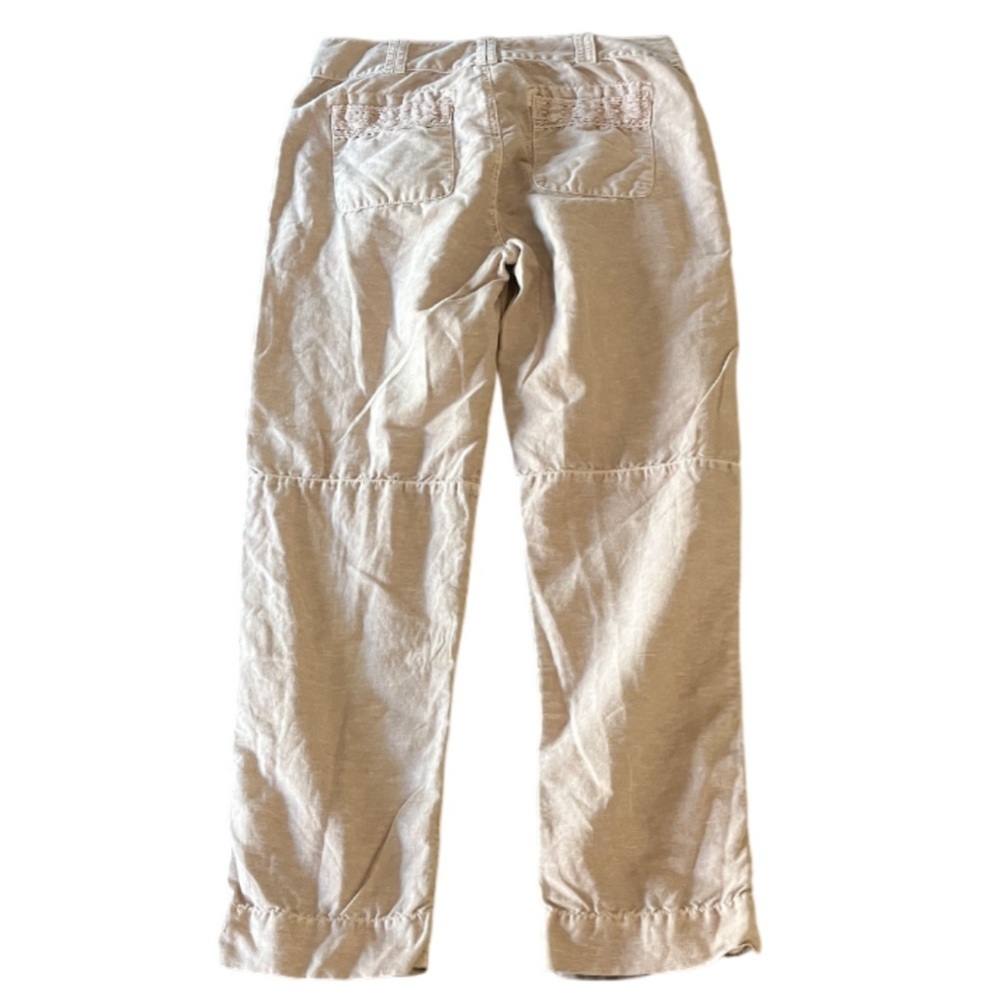 Sundance Women's Beige/Blush/Rose Dust  Linen Blend W/ Lace Pants - 10 - Picture 3 of 13